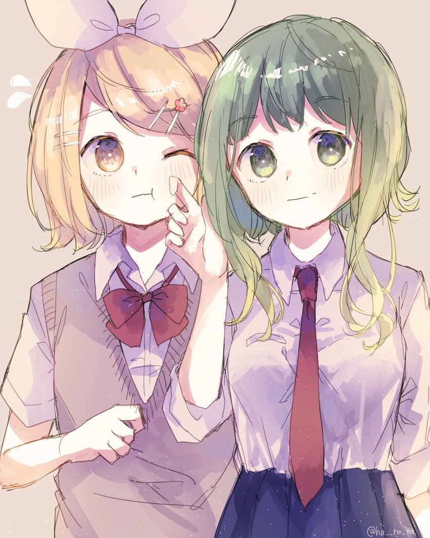 kagamine rin and gumi (vocaloid) drawn by haruta_(user_dndp3458)