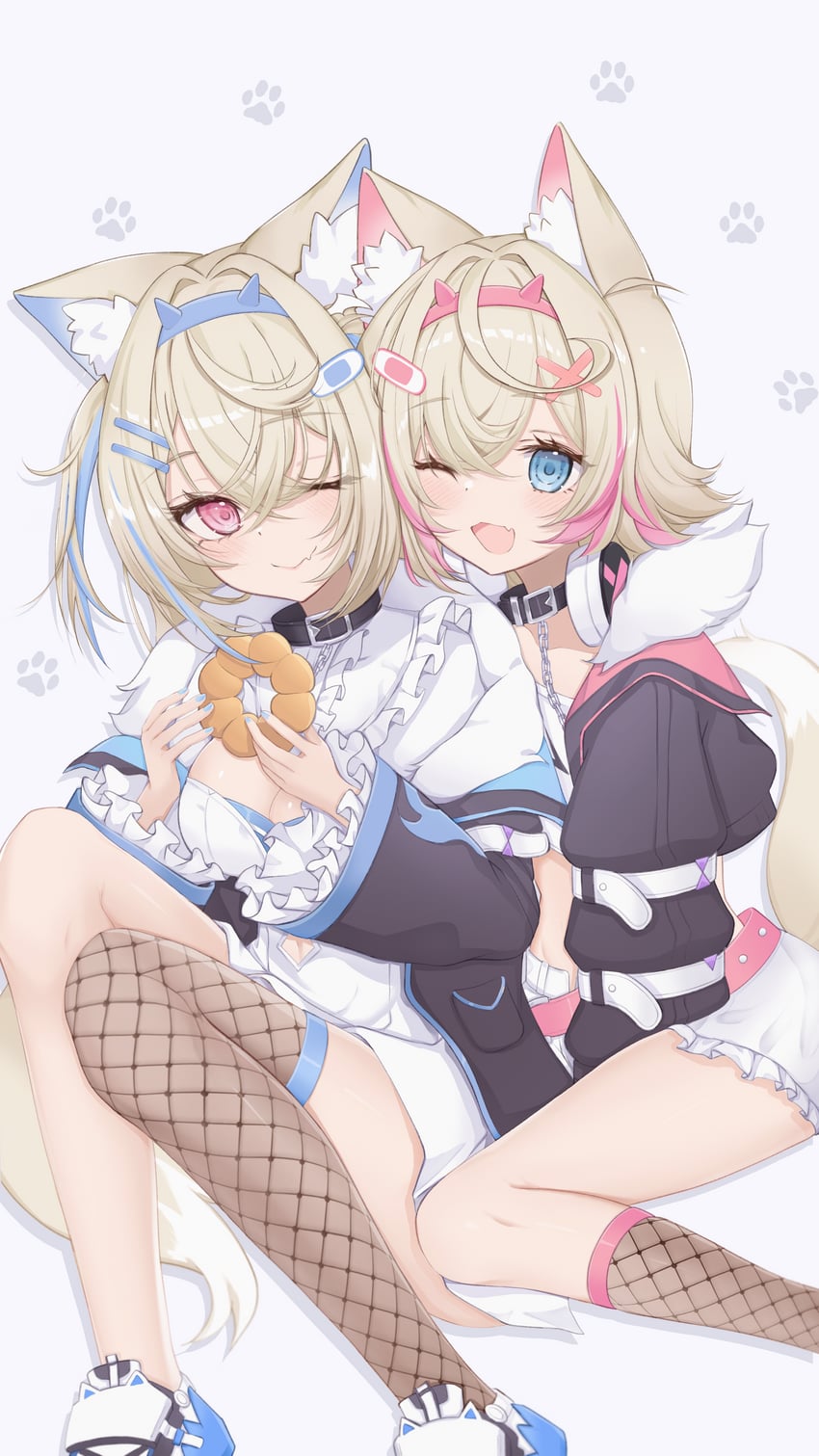 fuwawa abyssgard and mococo abyssgard (hololive and 1 more) drawn by hnnk_buta