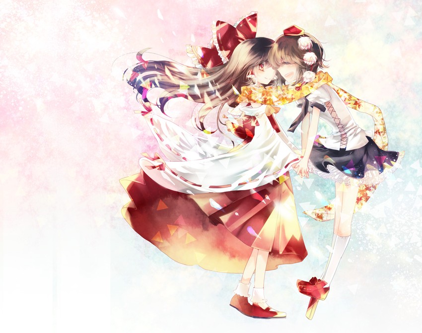 hakurei reimu and shameimaru aya (touhou) drawn by mimia_(96.5)