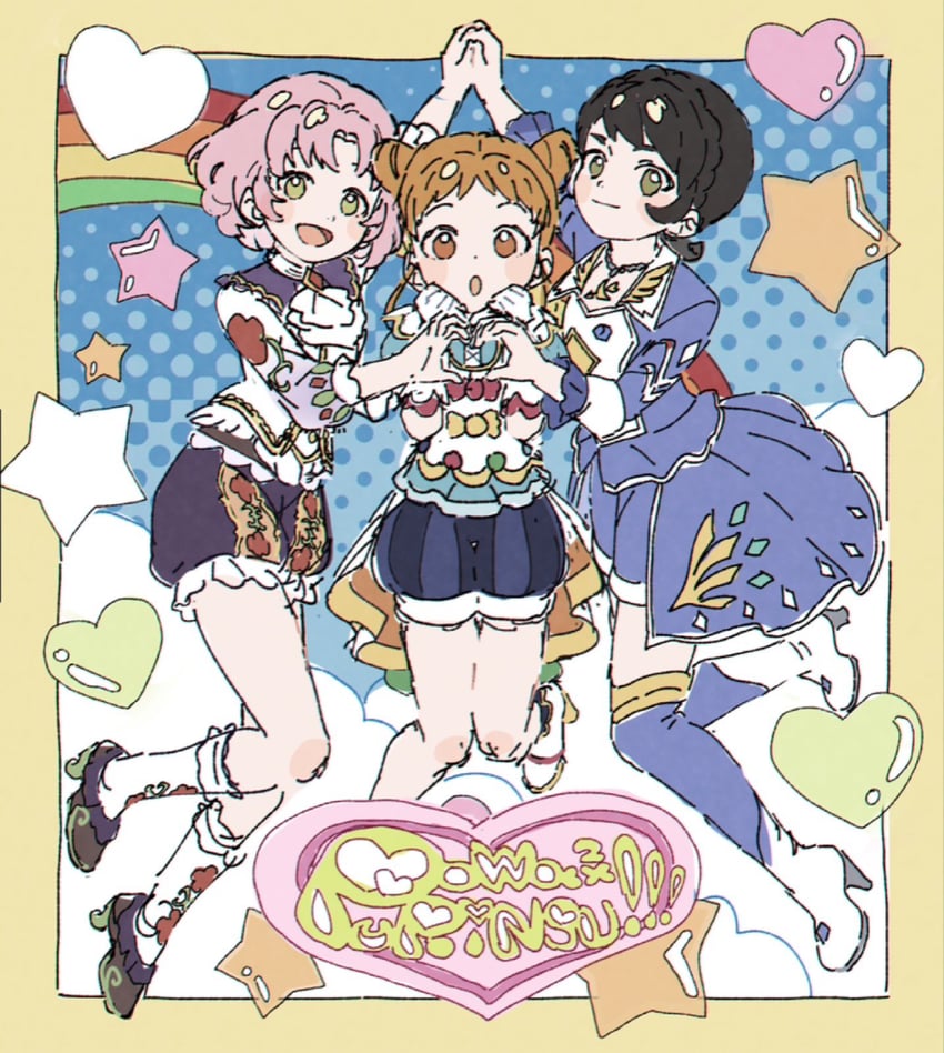 arisugawa otome, kitaoji sakura, and kamiya shion (aikatsu!) drawn by ginjiro_(ginjiroxx)
