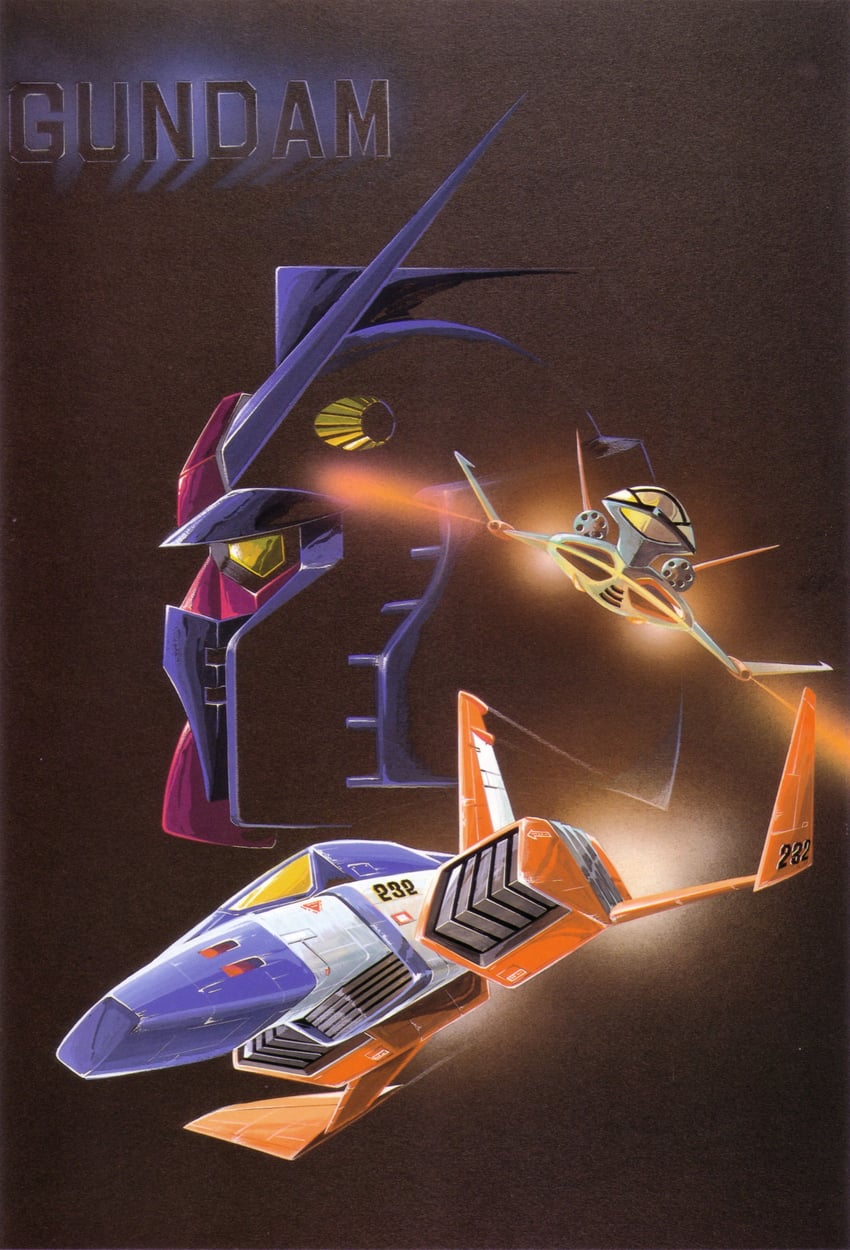 rx-78-2 gundam, core fighter, and dopp (gundam and 1 more) drawn by ookawara_kunio
