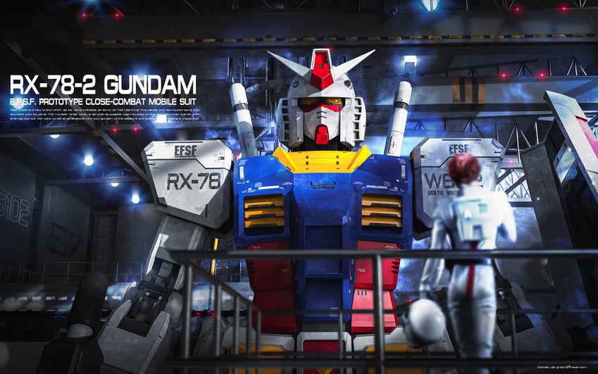 rx-78-2 gundam, amuro ray, and white base (gundam and 1 more) drawn by michaellee4