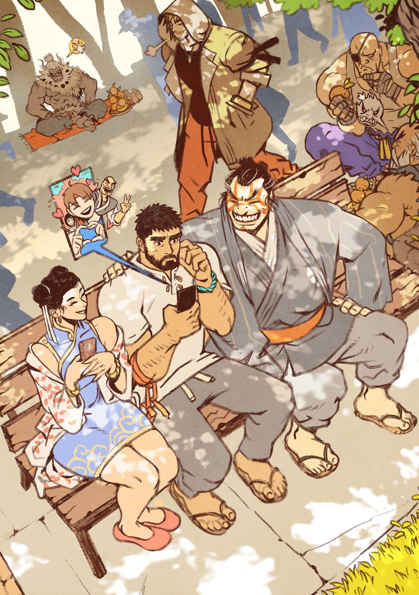 chun-li, ryu, ken masters, akuma, sagat, and 4 more (street fighter and 1 more) drawn by cromwaits