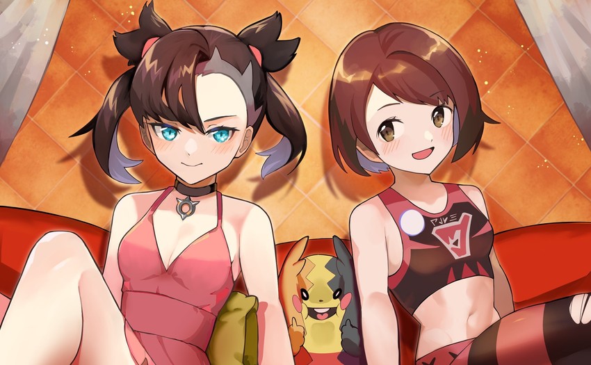 marnie, gloria, and morpeko (pokemon and 1 more) drawn by katwo