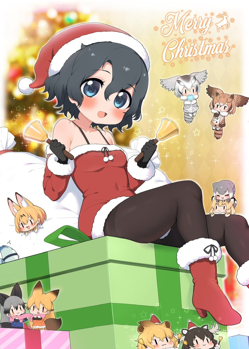 serval, kaban, silver fox, northern white-faced owl, ezo red fox, and 3 more (kemono friends) drawn by ransusan