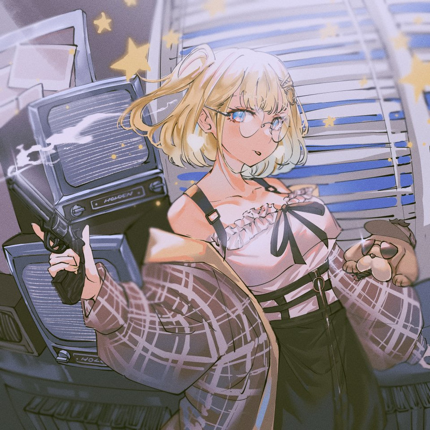 watson amelia and bubba (hololive and 1 more) drawn by set7