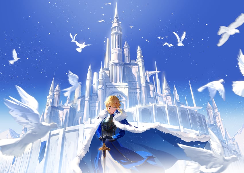 artoria pendragon and saber (fate and 1 more) drawn by yat573