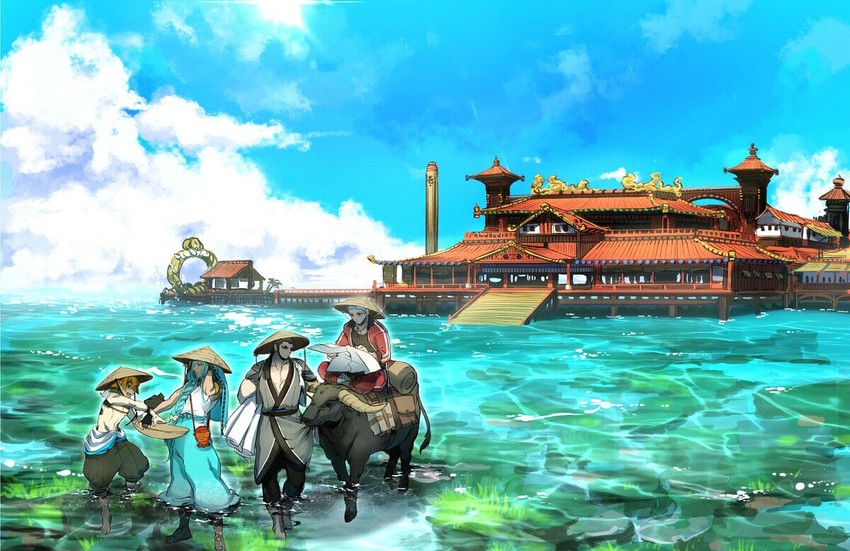 urashima kotetsu, yamabushi kunihiro, chiyoganemaru, and nenekirimaru (touken ranbu) drawn by jip