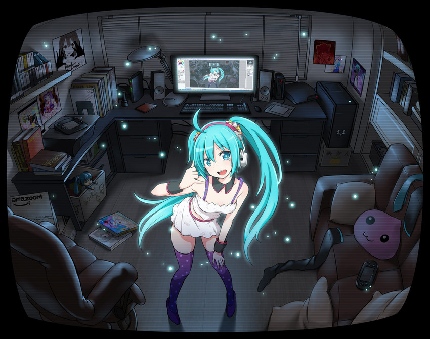 hatsune miku, patchouli knowledge, poring, annie, and mikudayo (touhou and 4 more) drawn by zaxwu