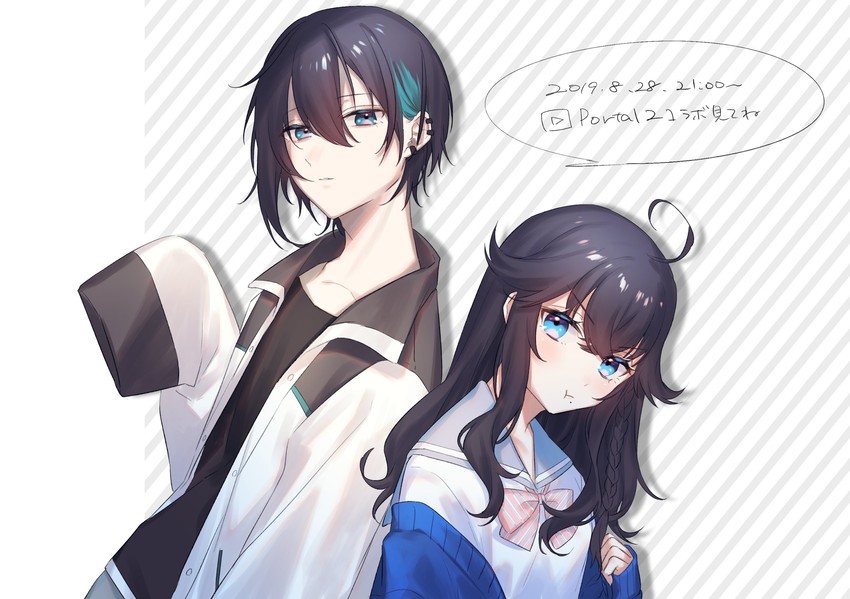 mayuzumi kai and izumo kasumi (nijisanji) drawn by usuke_(u_skeeep)