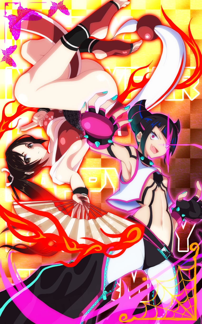shiranui mai and han juri (street fighter and 2 more) drawn by snakiestlion