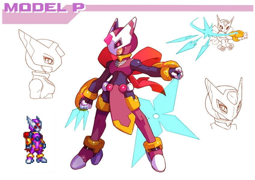 ciel and model p (mega man and 2 more) drawn by tomycase