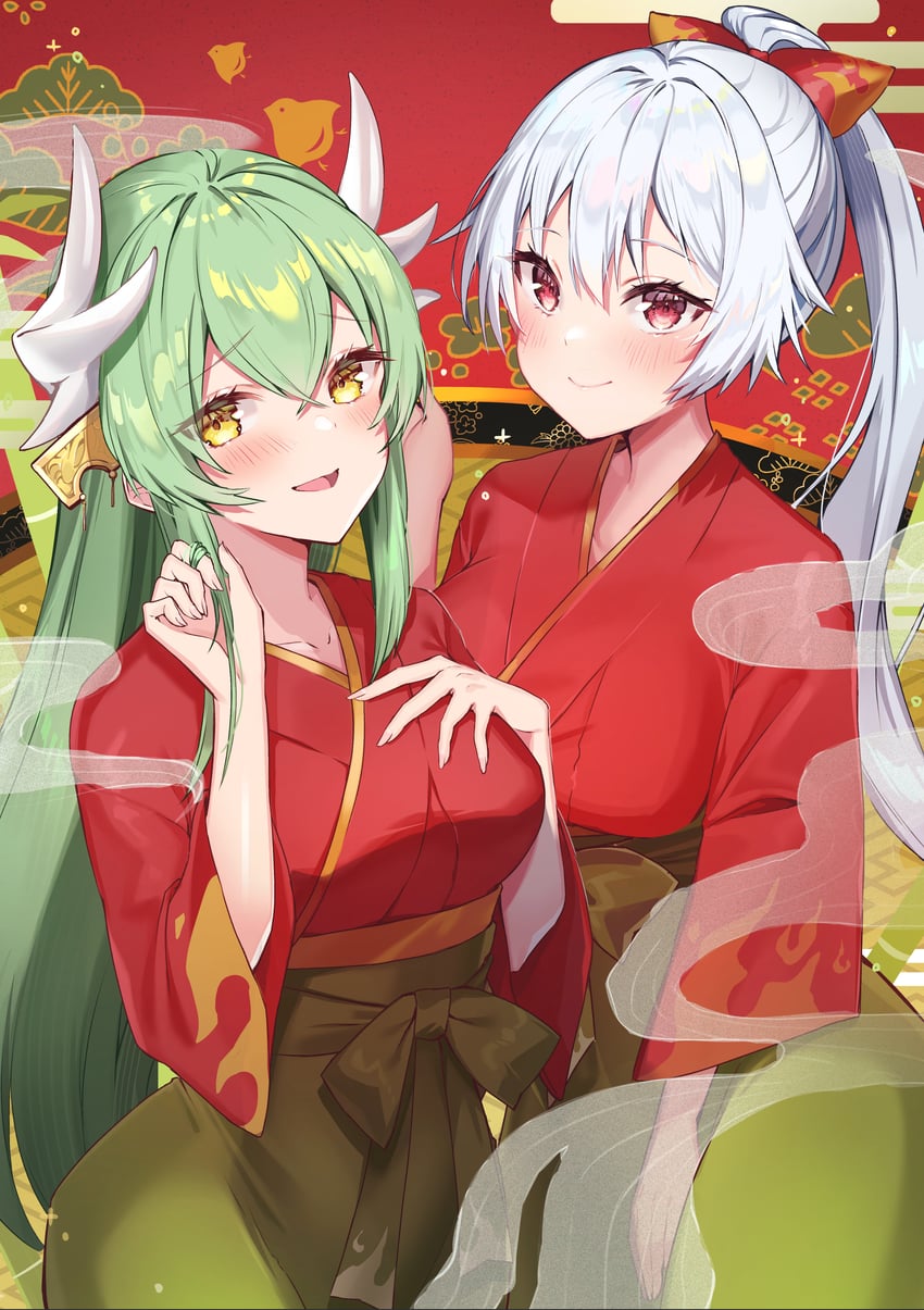 mash kyrielight, kiyohime, and tomoe gozen (fate and 1 more) drawn by felnemo