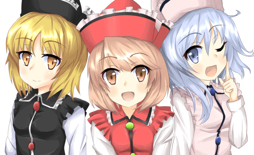 lunasa prismriver, merlin prismriver, and lyrica prismriver (touhou) drawn by pechimaru