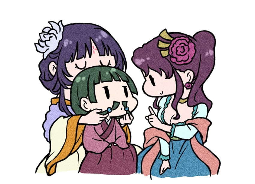 maomao, pairin, and meimei (kusuriya no hitorigoto) drawn by nekokurage_(gen'eikai_tsuushin)