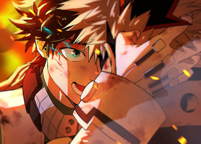 midoriya izuku and bakugou katsuki (boku no hero academia) drawn by namarigenshi