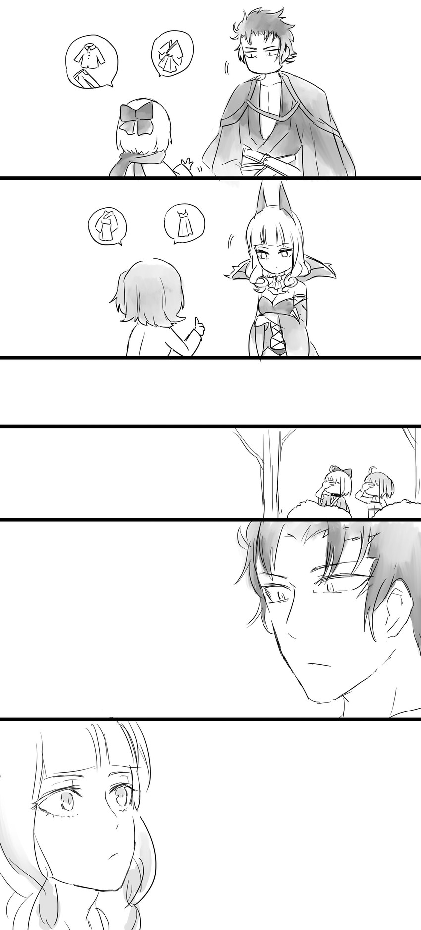 fujimaru ritsuka, okita souji, carmilla, and hijikata toshizou (fate and 2 more) drawn by shiina_(vuurrood)