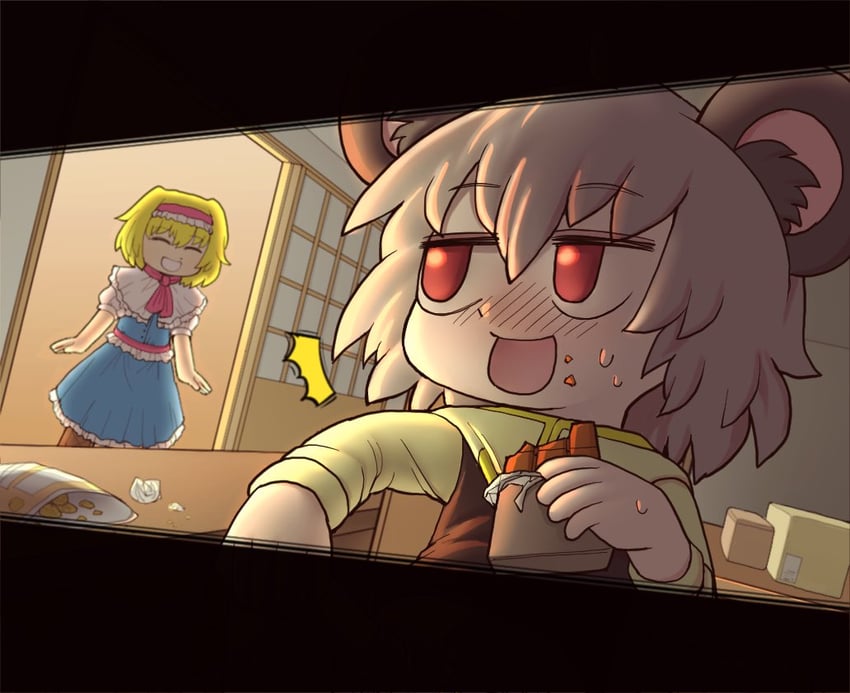 alice margatroid, nazrin, nyon, and ichigo (touhou and 1 more) drawn by drddrddo