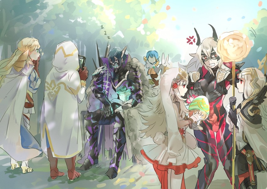 kiran, sharena, veronica, alfonse, thrasir, and 1 more (fire emblem and 1 more) drawn by hukashin