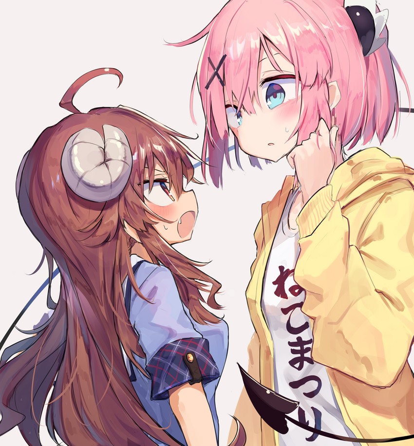 yoshida yuuko and chiyoda momo (machikado mazoku) drawn by beize_(garbage)