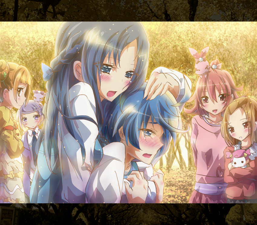 hishikawa rikka, aida mana, kenzaki makoto, yotsuba alice, madoka aguri, and 5 more (precure and 1 more) drawn by inoshishi_(ikatomo)