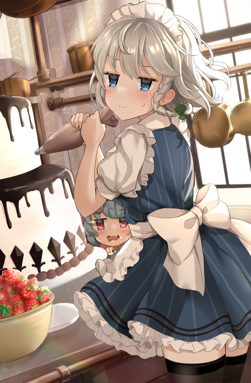 remilia scarlet and izayoi sakuya (touhou) drawn by wheat_retzel