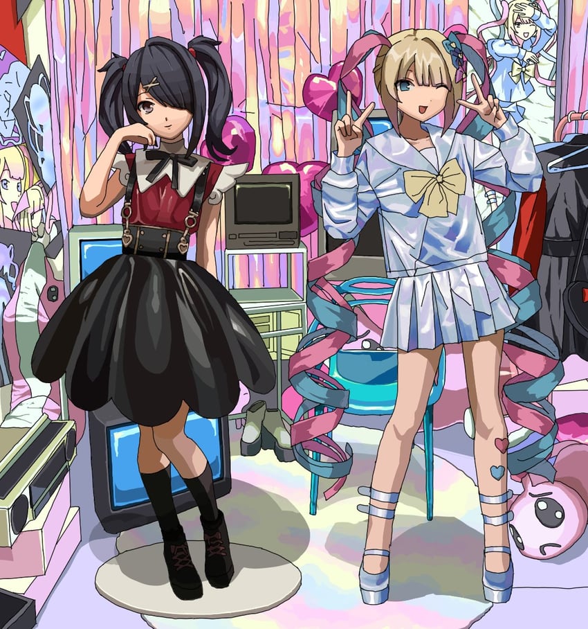 chouzetsusaikawa tenshi-chan, ame-chan, and pien cat (needy girl overdose) drawn by 0ne_back