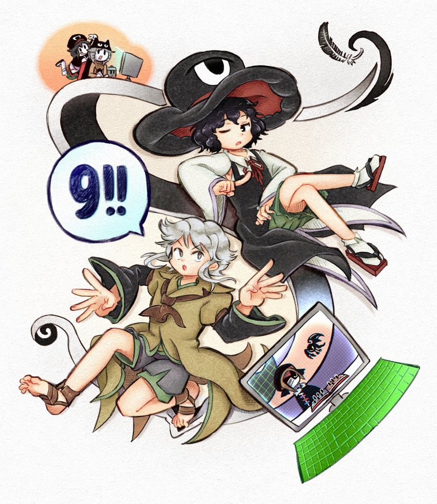 enraku tsubakura, houlen yabusame, rei, zelo, and nilu (len'en) drawn by chikafumikou
