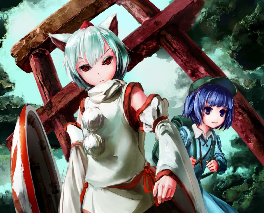 inubashiri momiji and kawashiro nitori (touhou) drawn by an'yu