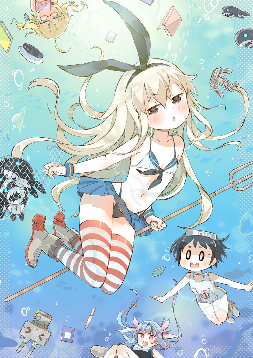 shimakaze, rensouhou-chan, i-19, i-8, maru-yu, and 1 more (kantai collection) drawn by himitsu_(iemaki)
