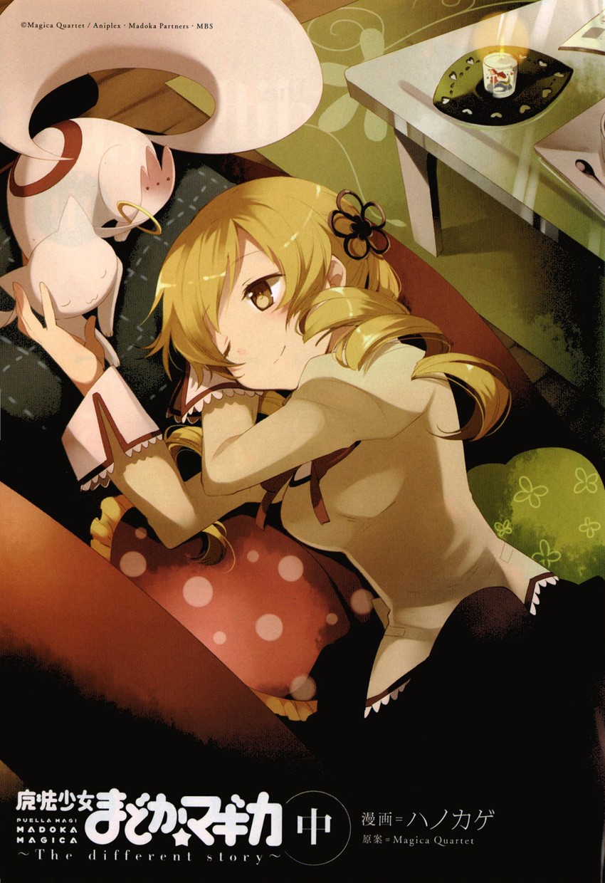 tomoe mami and kyubey (mahou shoujo madoka magica) drawn by hanokage