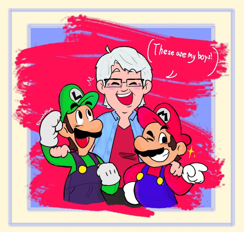 mario, luigi, and charles martinet (mario and 2 more) drawn by vampkettle
