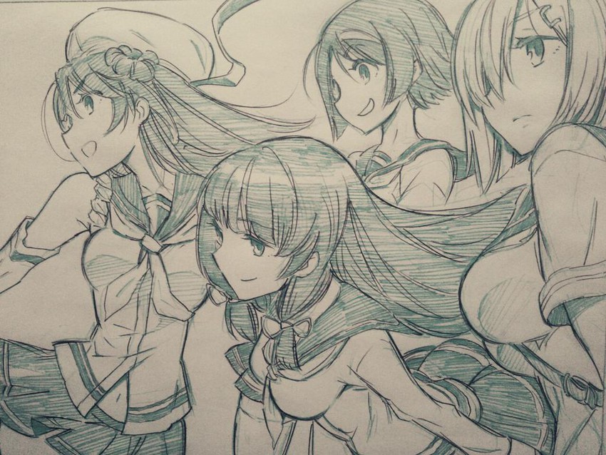 hamakaze, urakaze, isokaze, and tanikaze (kantai collection) drawn by kojima_takeshi