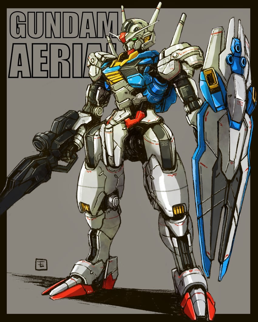 gundam aerial (gundam and 1 more) drawn by moyan