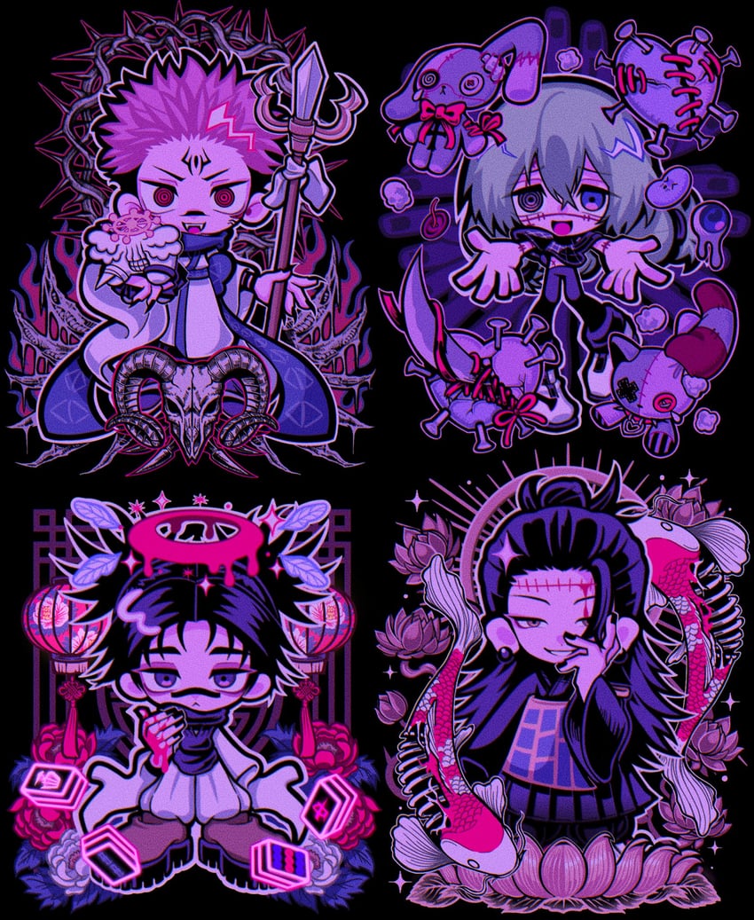 getou suguru, ryoumen sukuna, mahito, choso, kenjaku, and 1 more (jujutsu kaisen) drawn by inuo2772