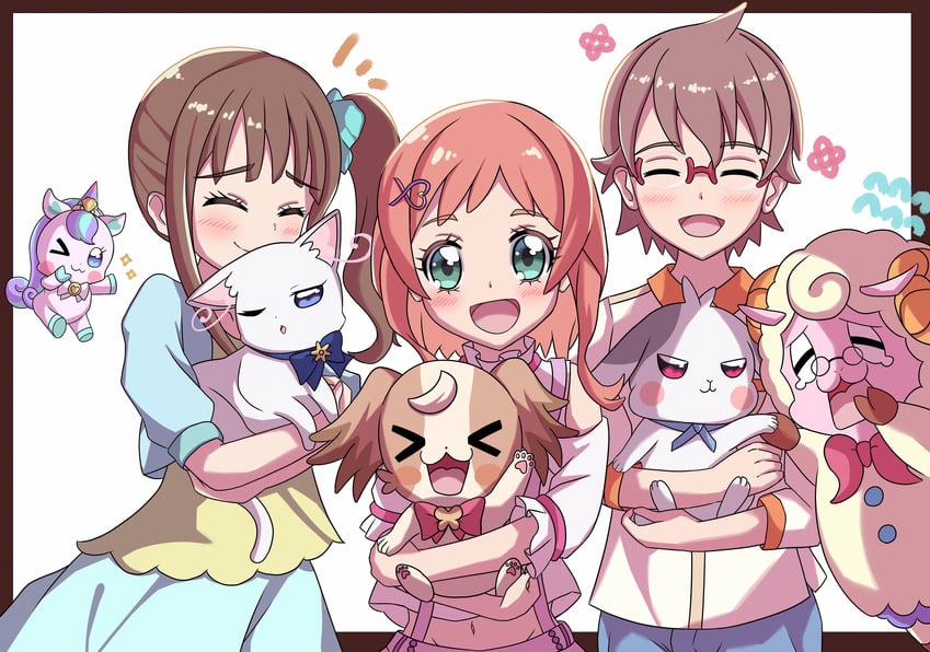 nekoyashiki yuki, inukai komugi, nekoyashiki mayu, inukai iroha, toyama satoru, and 3 more (precure and 1 more) drawn by mitsuzuki_(ksvy3542)