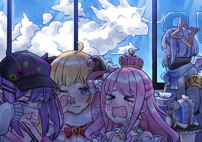 tokoyami towa, amane kanata, kiryu coco, tsunomaki watame, himemori luna, and 1 more (hololive) drawn by 021_shiro