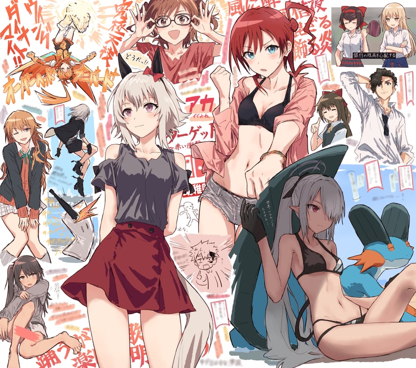 iori, curren chan, osaka shizuku, konoe kanata, yoneme mei, and 4 more (pokemon and 8 more) drawn by bullfalk