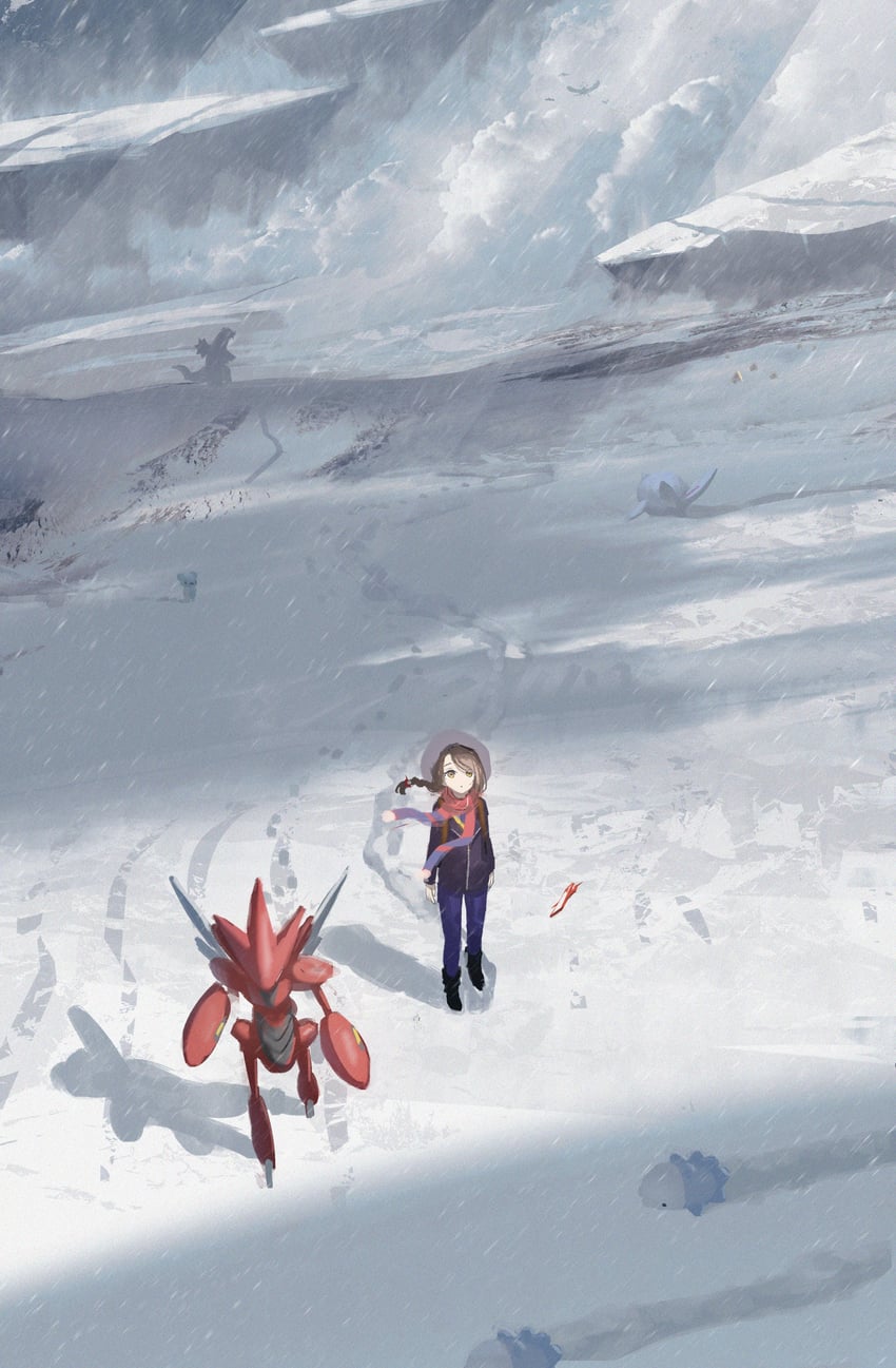 rotom, juliana, rotom phone, scizor, snom, and 3 more (pokemon and 1 more) drawn by asteroid_ill
