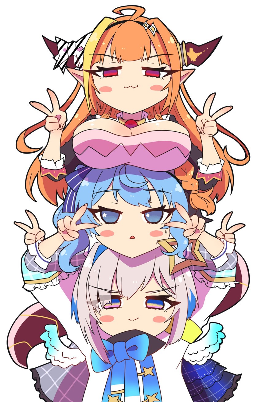 hoshimachi suisei, amane kanata, and kiryu coco (hololive) drawn by sakuramochi_(sakura_frappe)
