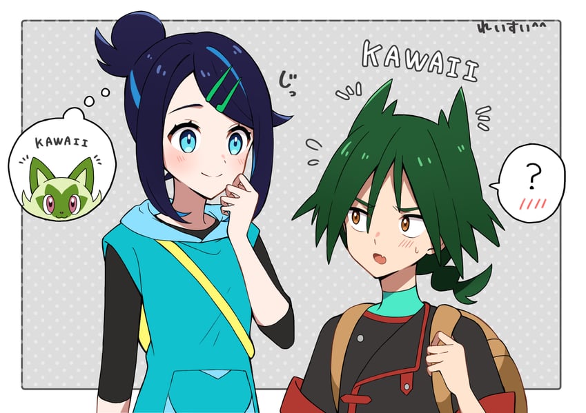 sprigatito, liko, and ult (pokemon and 1 more) drawn by reisui_(sui_neko22)