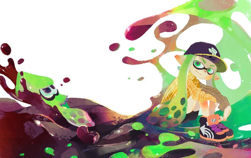 inkling player character and inkling girl (splatoon and 1 more) drawn by inoue_seita