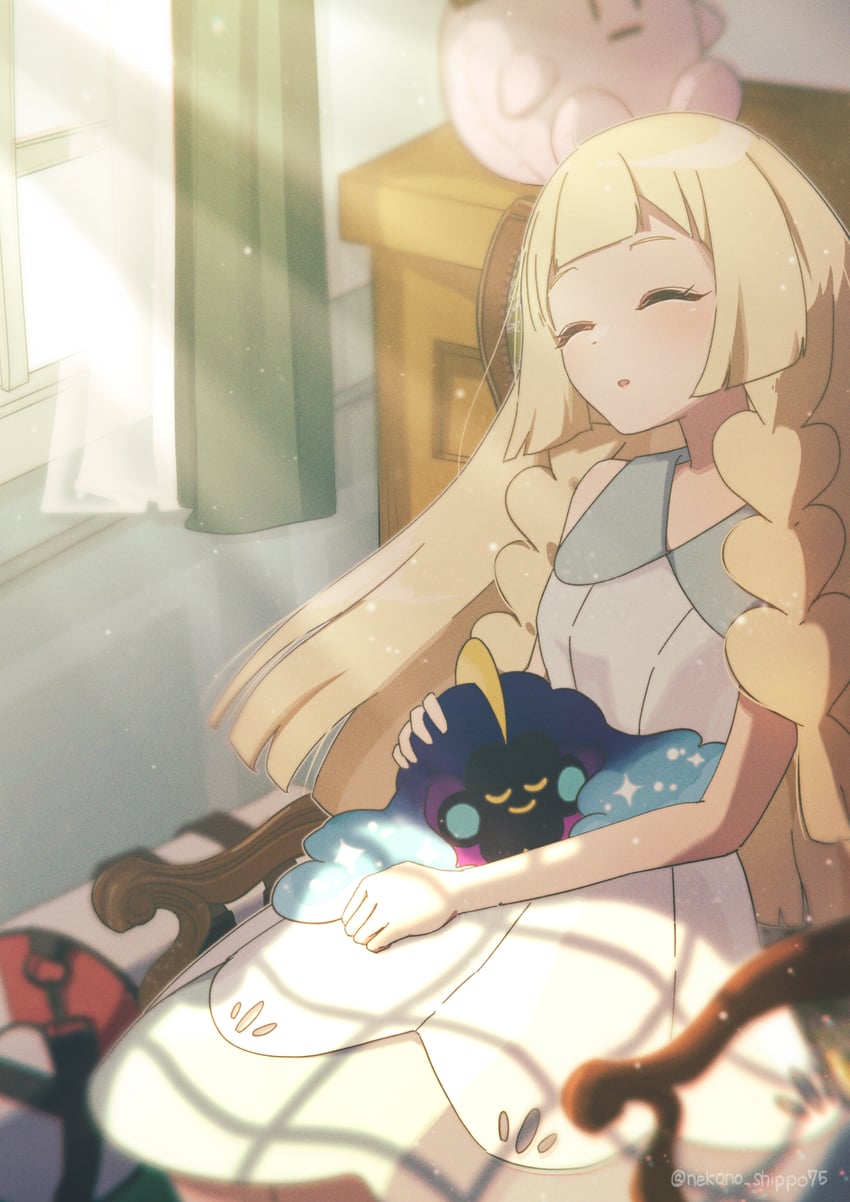 lillie, cosmog, and clefairy (pokemon and 1 more) drawn by nako_(nekono_shippo75)