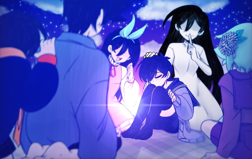 sunny, mari, basil, aubrey, kel, and 1 more (omori) drawn by yuunnikko