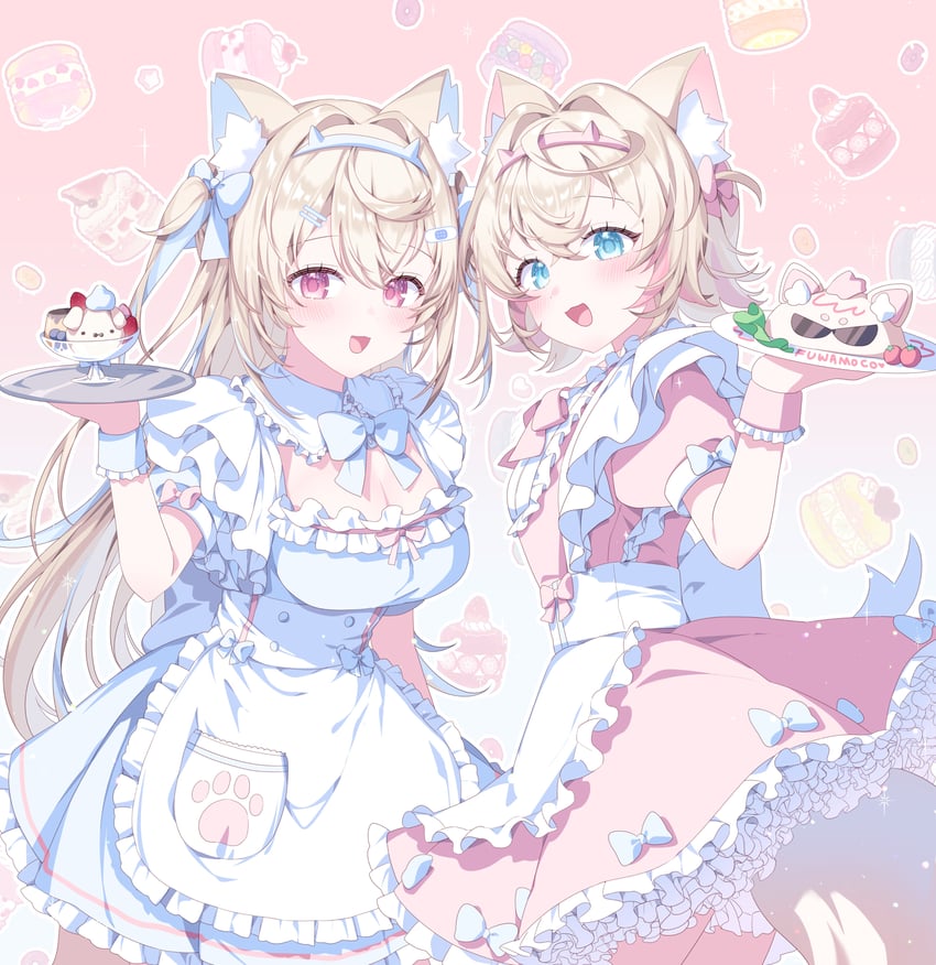 fuwawa abyssgard and mococo abyssgard (hololive and 1 more) drawn by kio_is_here