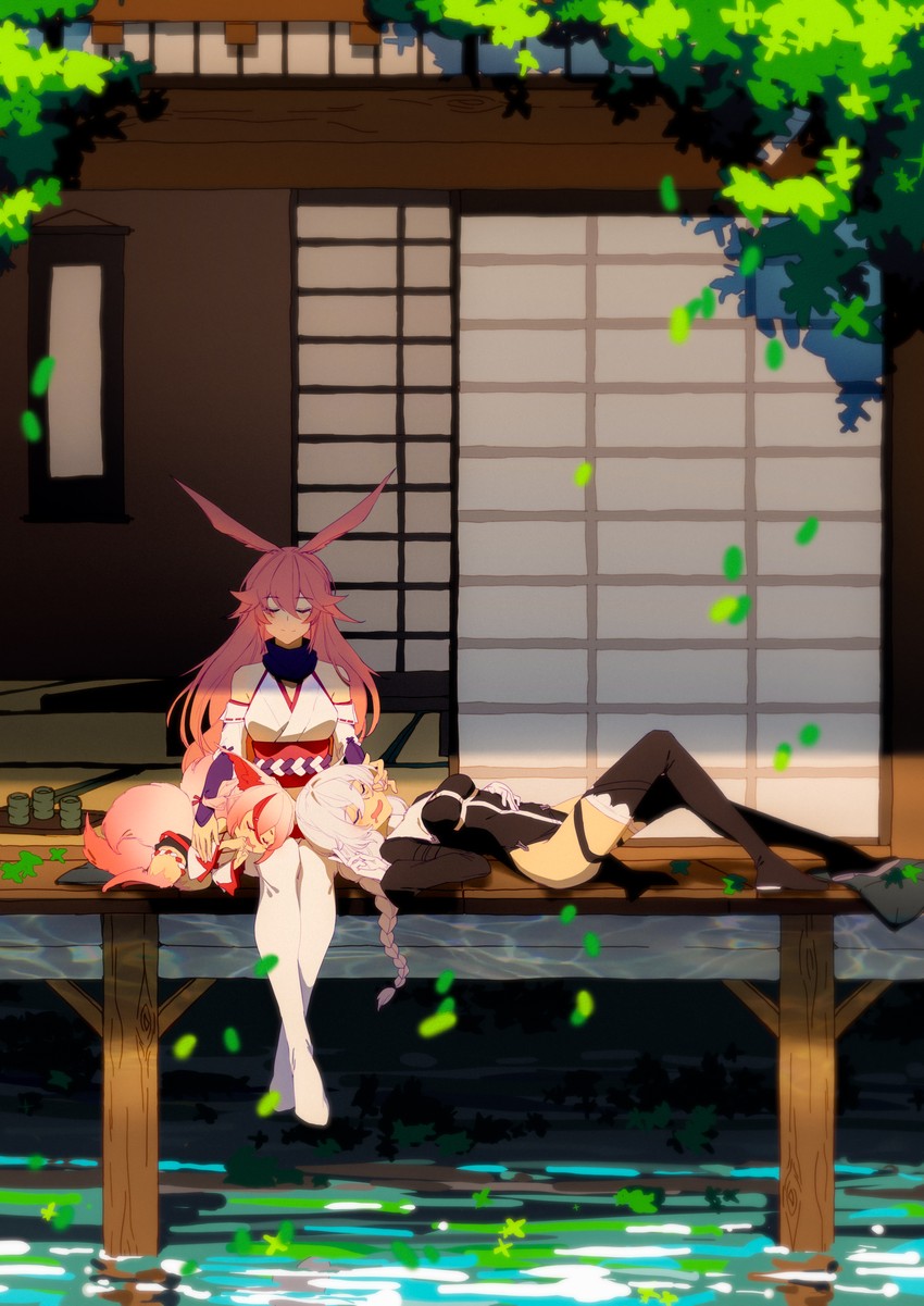 yae sakura, kallen kaslana, rin, and higokumaru (honkai and 1 more) drawn by blaise_(akigayakozato)
