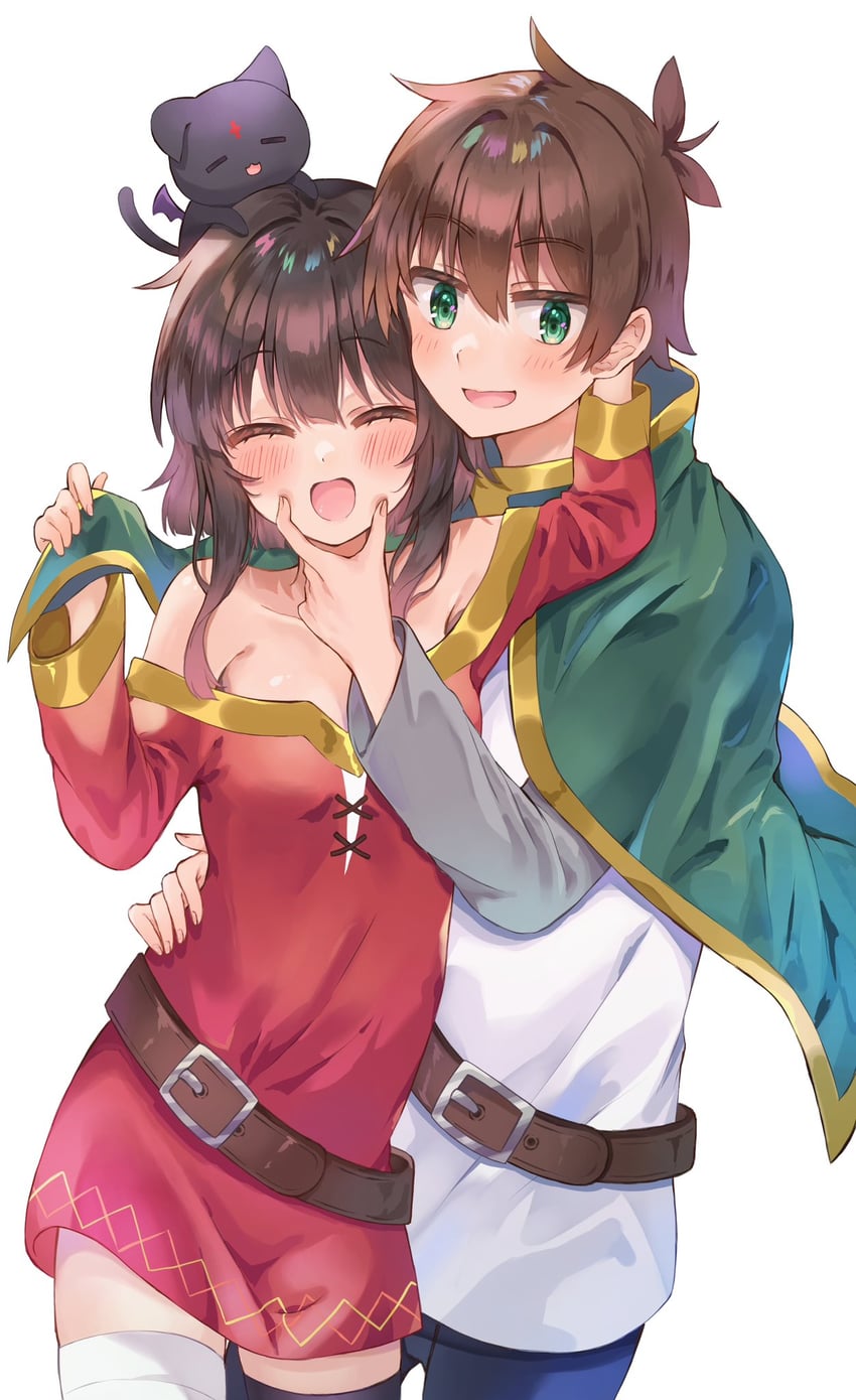 megumin, satou kazuma, and chomusuke (kono subarashii sekai ni shukufuku wo!) drawn by yuno_(suke_yuno)