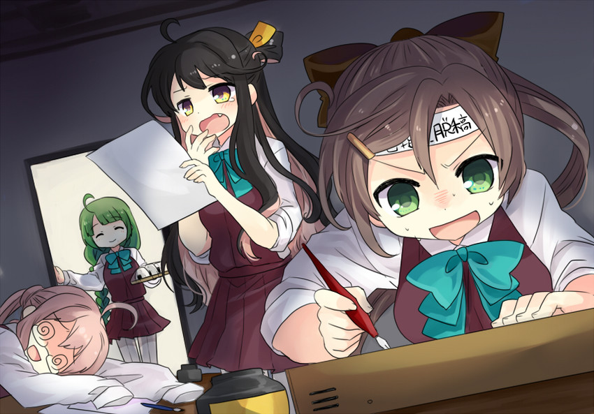 naganami, akigumo, makigumo, and yuugumo (kantai collection) drawn by nagasioo