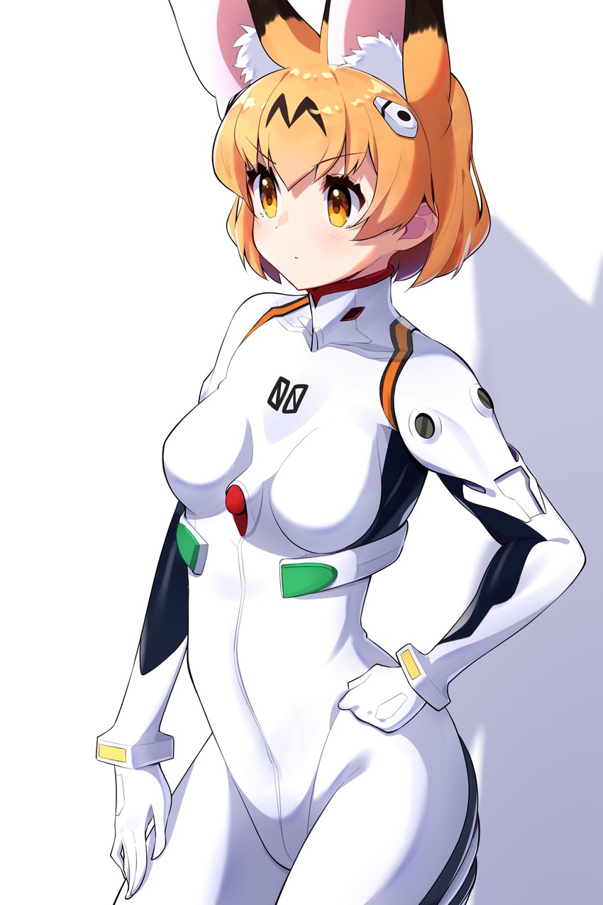 ayanami rei and serval (kemono friends and 1 more) drawn by takom