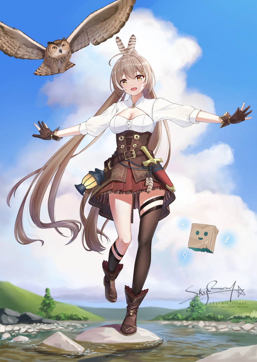 nanashi mumei and friend (hololive and 1 more) drawn by skyrail